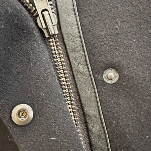 Madewell City GridCoat Black Wool Blend Cold Weather Coat Asymmetric Zipper Sz 2 - Picture 7 of 13